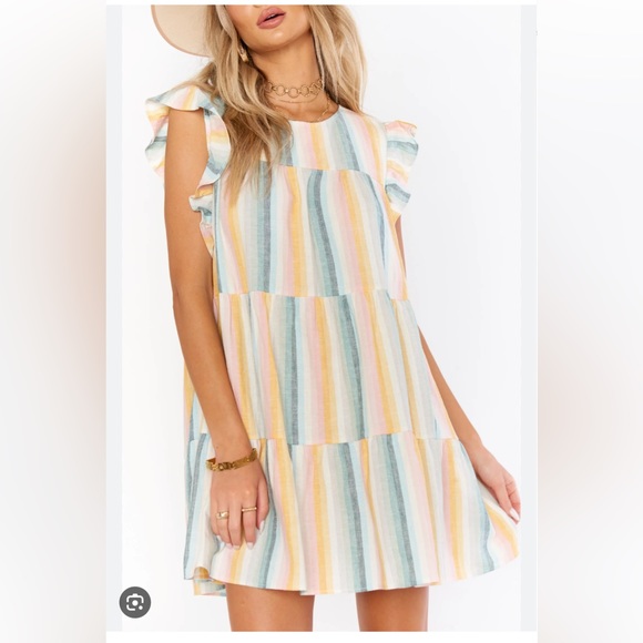 Show Me Your Mumu Daydream Mini Dress in Sunset Stripe Linen Blend Size XXL 🌅 - Picture 2 of 10